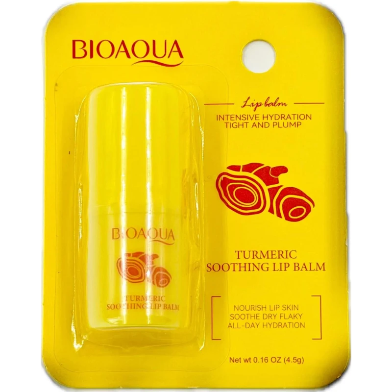 Успокаивающий бальзам для губ BIOAQUA с экстрактом куркумы 4.5 г