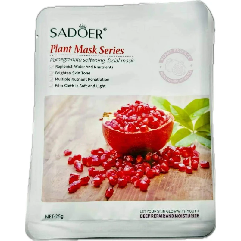 Маска тканевая для лица SADOER смягчающая с экстрактом граната, 25 г