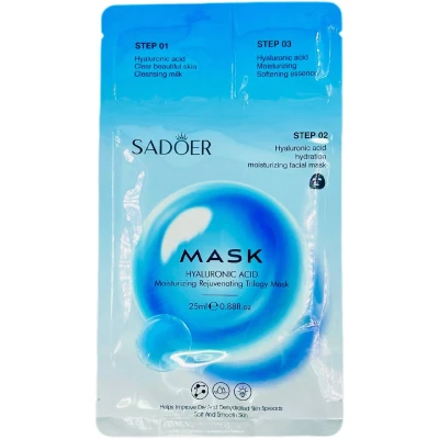 Маска для лица тканевая SADOER трёхэтапная с гиалуроновой кислотой, 25г