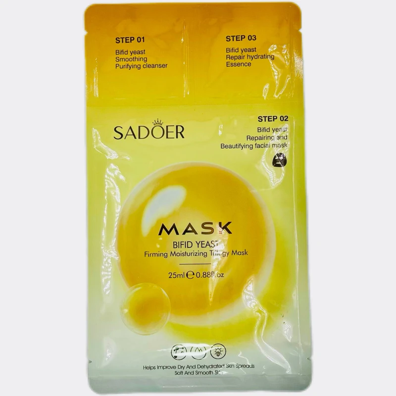 Маска для лица тканевая SADOER трёхэтапная с пробиотиками, 25г