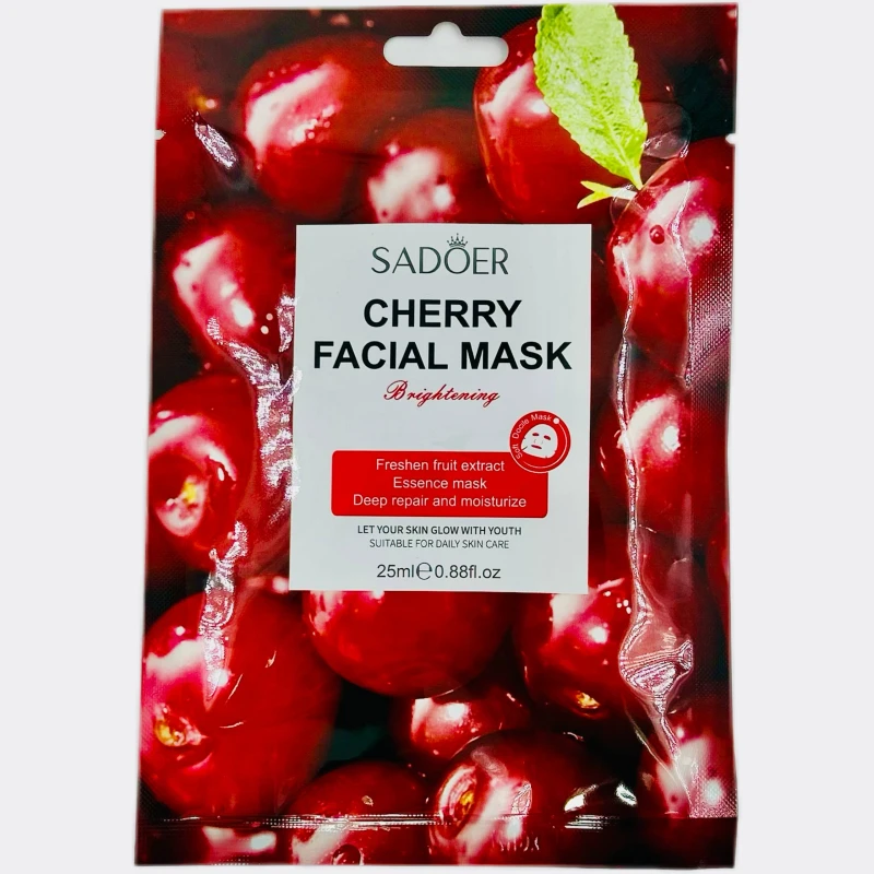 Маска тканевая для лица SADOER увлажняющая с экстрактом вишни, 25гр.