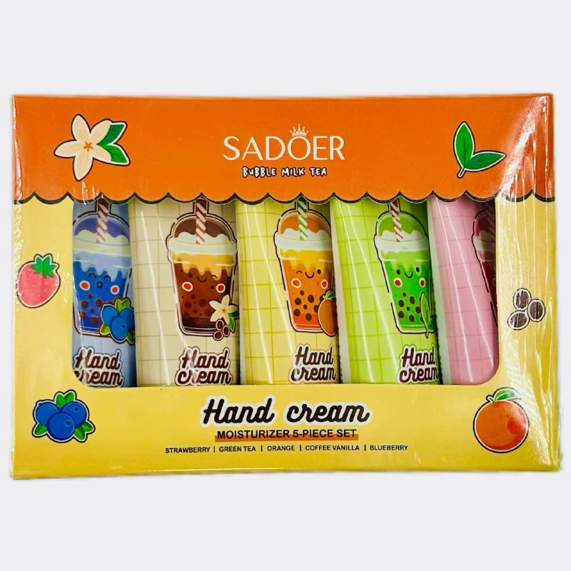 Набор кремов для рук SADOER увлажняющие (клубника, зеленый чай, кофе, ваниль, черника) 5*20г