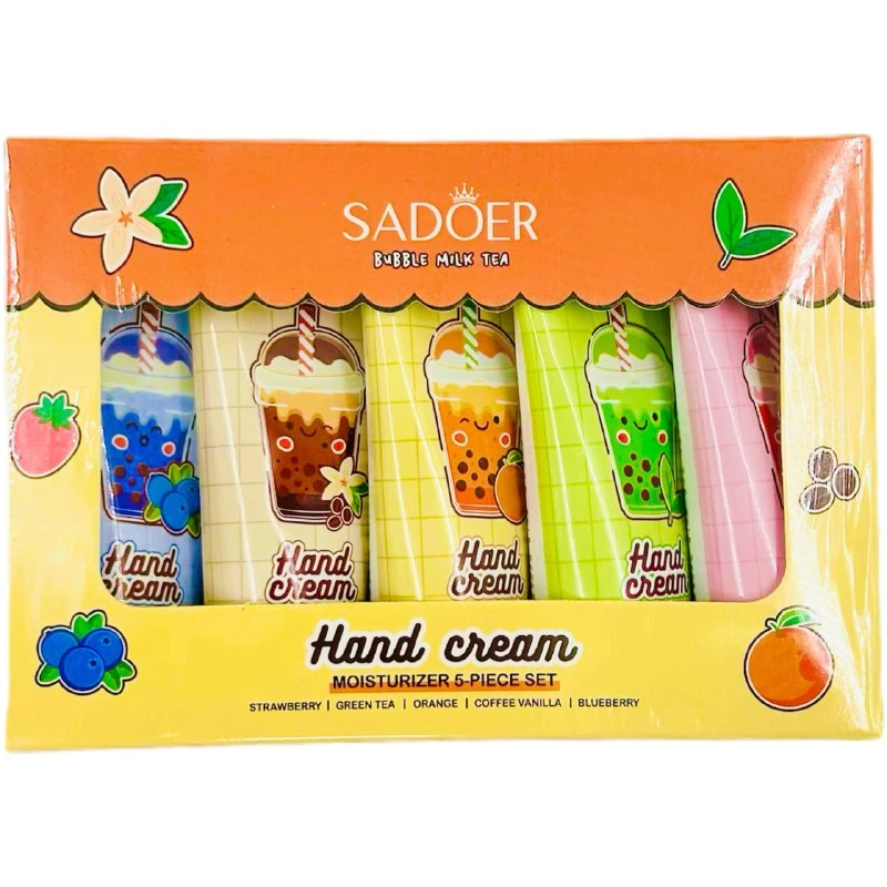 Набор кремов для рук SADOER увлажняющие (клубника, зеленый чай, кофе, ваниль, черника) 5*20г