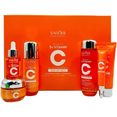 Набор средств для ухода за кожей SADOER "Витамин C" из 6 предметов (Пенка для умывания 100г, Тоник 1