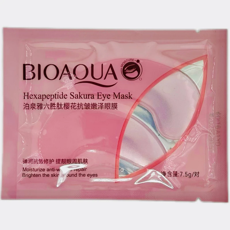Патчи для глаз BIOAQUA с шестью пептидами и сакурой 7,5г